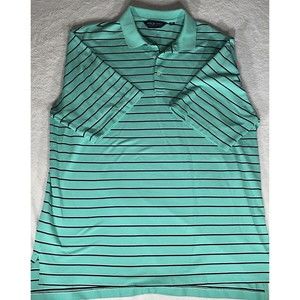 Men's XL Polo Golf Mint Green/Stripe Performance Short Sleeve Shirt